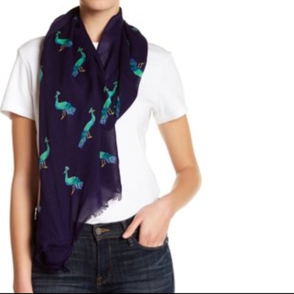 Kate Spade Accessories - KATE SPADE Peacock Oblong Scarf in Deep Sea $78